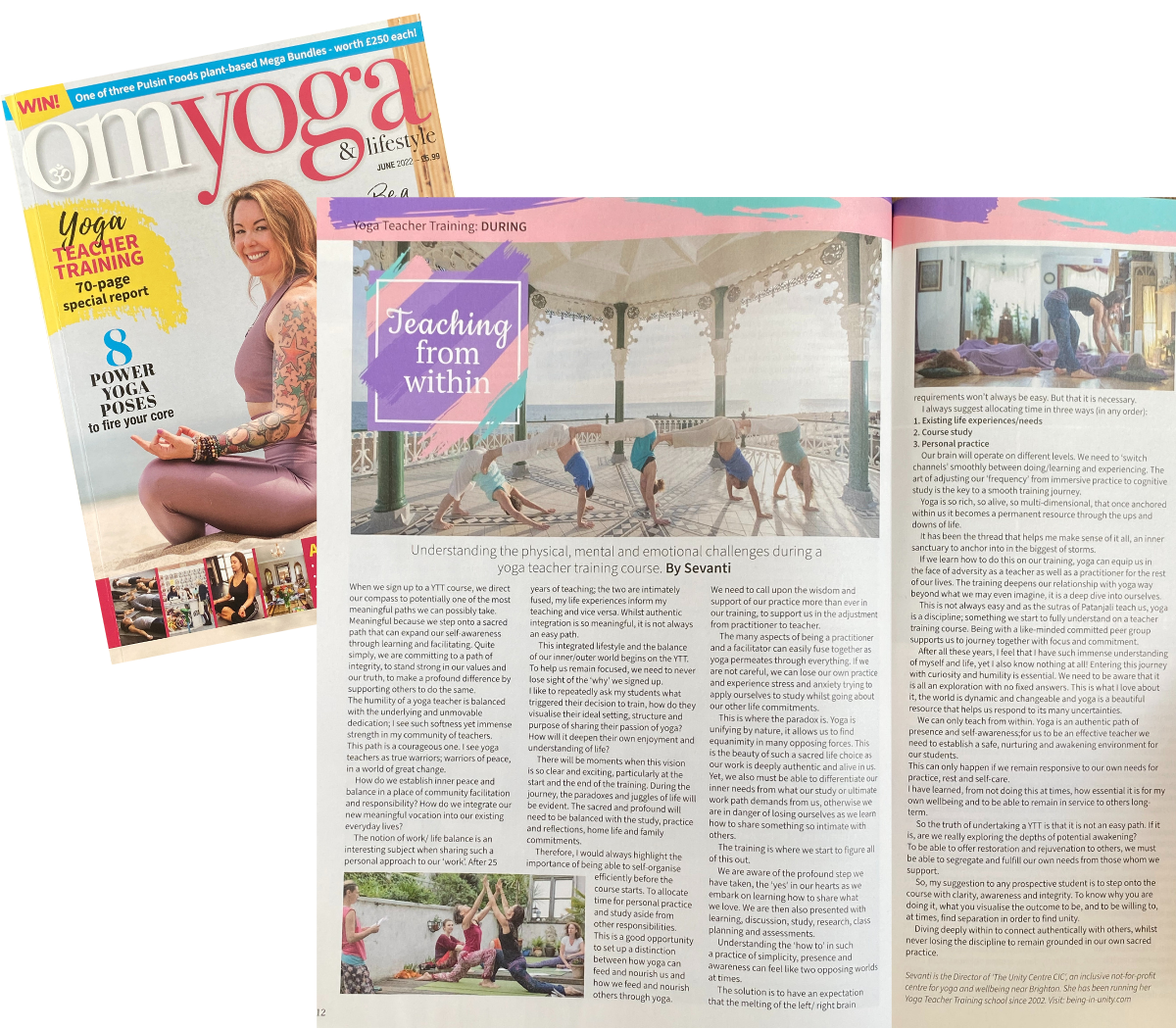 Clipping from Om Yoga magazine, June 2022